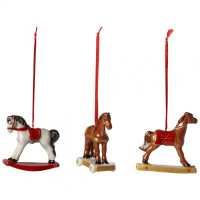 ПОДВЕСКА ФАРФОРОВАЯ 'ЛОШАДКА-КАЧАЛКА' НАБОР 3 ПРЕДМЕТА 7,8 СМ NOSTALGIC ORNAMENTS 1483316665